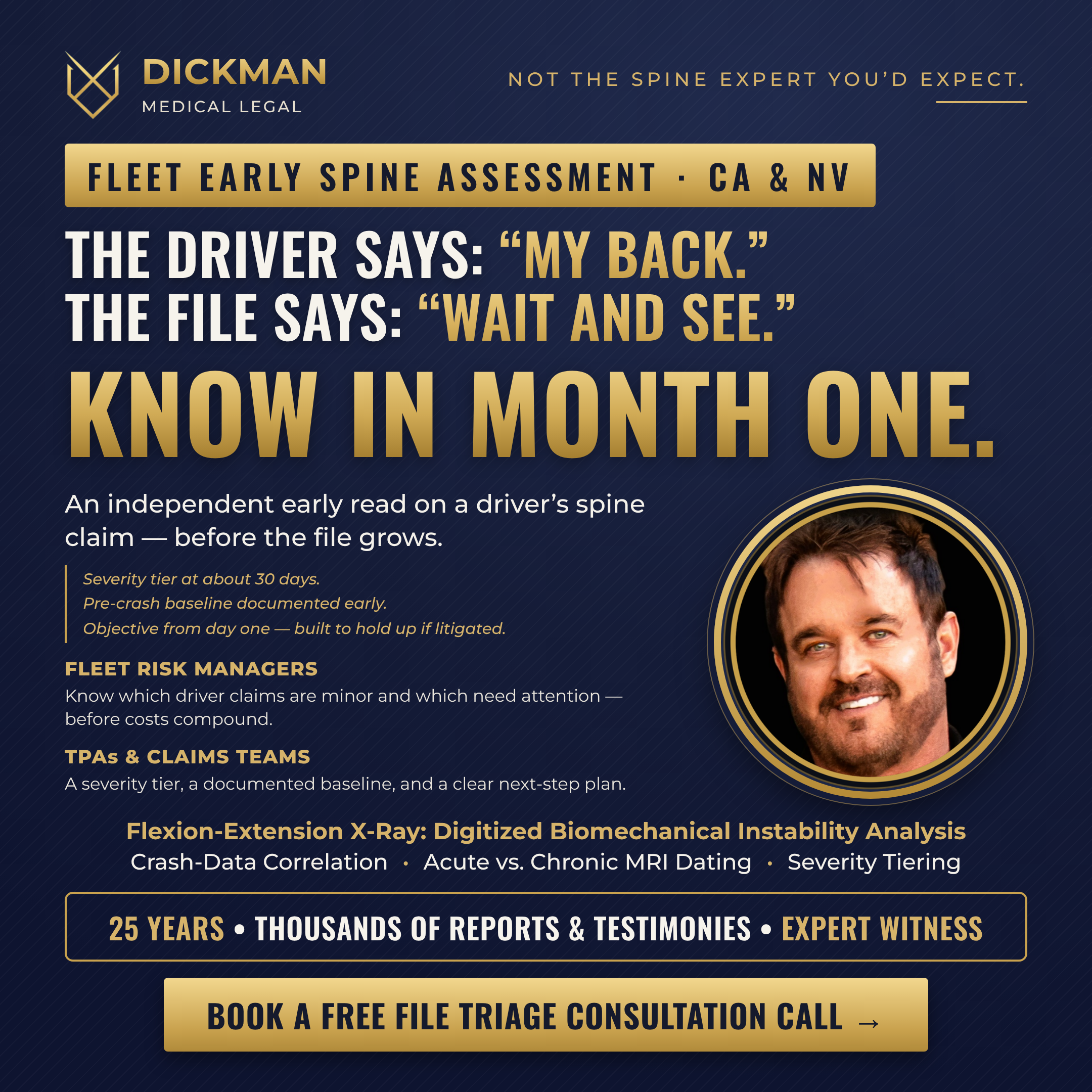 Fleet Early Spine Assessment — Dickman Medical Legal