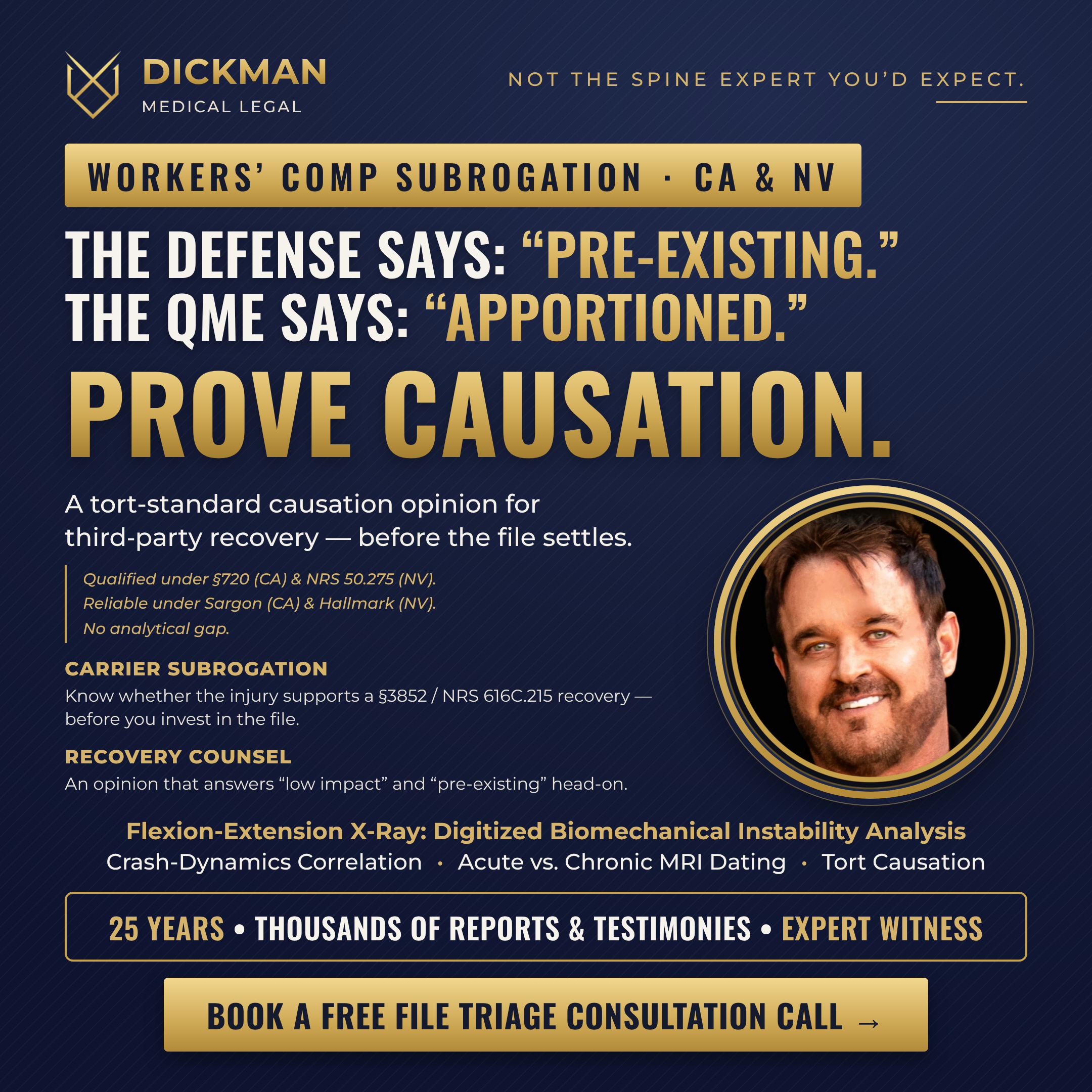 Workers' Comp Subrogation Causation — Dickman Medical Legal